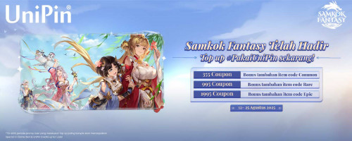 Top Up Samkok Fantasy dan Dapatkan Item Code Gratis hingga Cashback UniPin Credits!